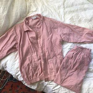 VINTAGE pink corduroy set | pants and jacket